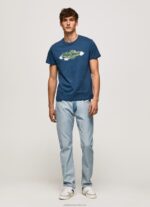 Men Jarman Pepe Jeans Cotton T-Shirt With Brushes Logo 60J40983 - Image 2