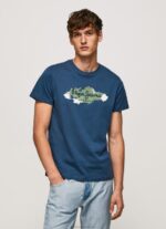 Men Jarman Pepe Jeans Cotton T-Shirt With Brushes Logo 60J40983