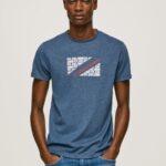 Men Jarman Pepe Jeans Marbled Logo Print T-Shirt 60J40986