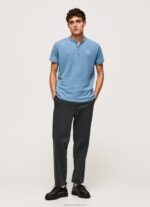 Men Light Blue Pepe Jeans Baker Collar Cotton T-Shirt 60J40965 - Image 2
