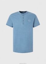 Men Light Blue Pepe Jeans Baker Collar Cotton T-Shirt 60J40965 - Image 5
