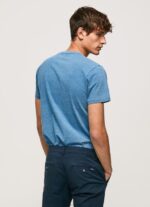 Men Light Blue Pepe Jeans Printed Logo Cotton T-Shirt 60J40967 - Image 4