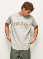 Men Light Grey Marl Pepe Jeans Logo Print T-Shirt 60J40971 - Image 2