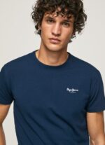 Men Navy Pepe Jeans Printed Logo Cotton T-Shirt 60J401010 - Image 3