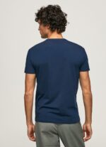 Men Navy Pepe Jeans Printed Logo Cotton T-Shirt 60J401010 - Image 4