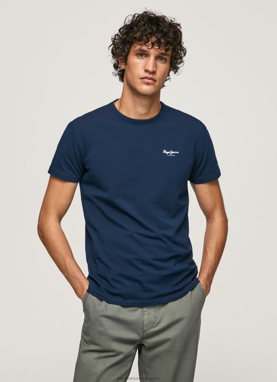 men_navy_pepe_jeans_printed_logo_cotton_t_shirt_60j401010.jpg Men Navy Pepe Jeans Printed Logo Cotton T-Shirt 60J401010 - Image 1