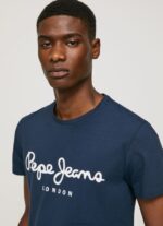 Men Navy Pepe Jeans Short-Sleeved Cotton T-Shirt 60J401005 - Image 2