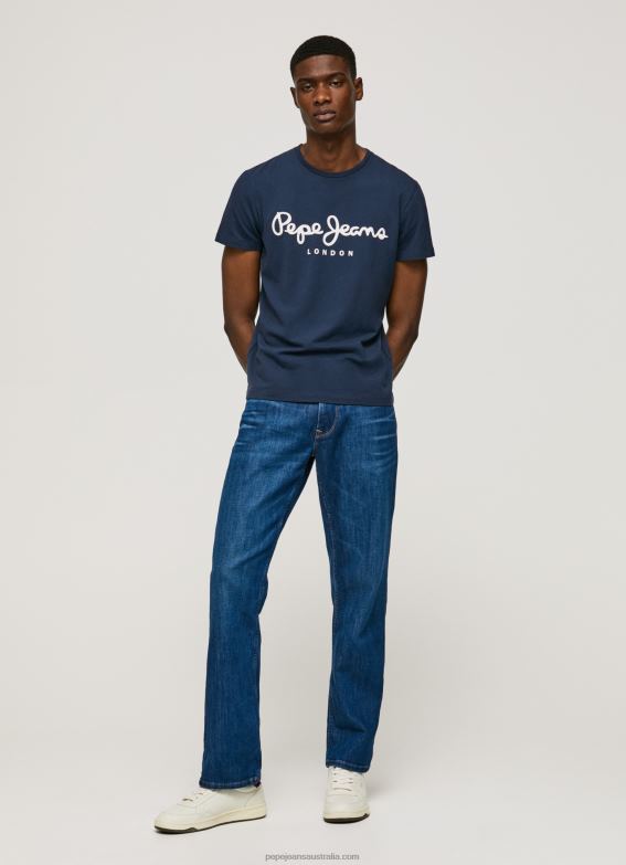 Men Navy Pepe Jeans Short-Sleeved Cotton T-Shirt 60J401005 - Image 3