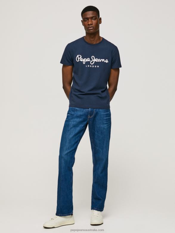Men Navy Pepe Jeans Short-Sleeved Cotton T-Shirt 60J401005 - Image 4