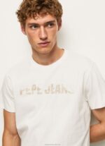 Men Off White Pepe Jeans Logo Print T-Shirt 60J40961