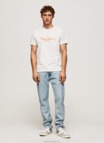 Men Off White Pepe Jeans Logo Print T-Shirt 60J40992 - Image 2