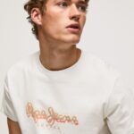 Men Off White Pepe Jeans Logo Print T-Shirt 60J40992