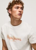 Men Off White Pepe Jeans Logo Print T-Shirt 60J40992