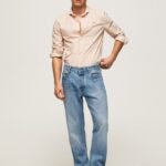 Men Off White Pepe Jeans Lucus Slim Fit Poplin Shirt 60J401053