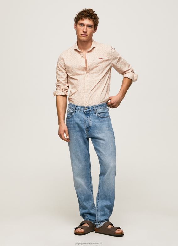 men_off_white_pepe_jeans_lucus_slim_fit_poplin_shirt_60j401053.jpg Men Off White Pepe Jeans Lucus Slim Fit Poplin Shirt 60J401053 - Image 1