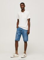 Men Off White Pepe Jeans Polo Shirt Cotton Linen 60J401089 - Image 2