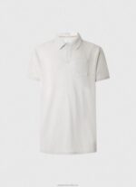 Men Off White Pepe Jeans Polo Shirt Cotton Linen 60J401089 - Image 5