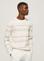 Men Off White Pepe Jeans Striped Print Cotton Jersey 60J40866 - Image 2