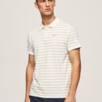 Men Off White Pepe Jeans Striped Print Polo Shirt 60J401092