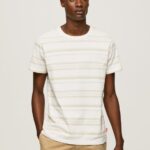 Men Off White Pepe Jeans Striped Print T-Shirt 60J40994