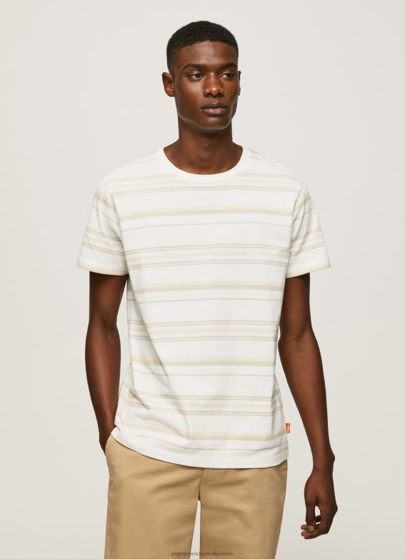 men_off_white_pepe_jeans_striped_print_t_shirt_60j40994.jpg Men Off White Pepe Jeans Striped Print T-Shirt 60J40994 - Image 1