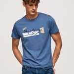 Men Ozzy Pepe Jeans Cotton T-Shirt With Brushes Logo 60J40929
