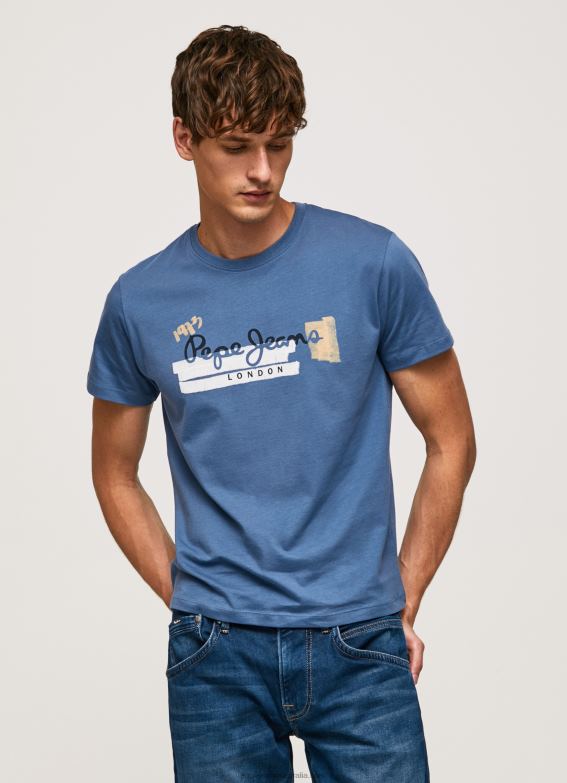 men_ozzy_pepe_jeans_cotton_t_shirt_with_brushes_logo_60j40929.jpg Men Ozzy Pepe Jeans Cotton T-Shirt With Brushes Logo 60J40929 - Image 1