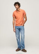 Men Squash Orange Pepe Jeans Embroidered Logo Pique Polo Shirt 60J401095 - Image 2
