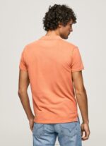 Men Squash Orange Pepe Jeans Embroidered Logo Pique Polo Shirt 60J401095 - Image 4