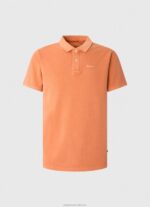 Men Squash Orange Pepe Jeans Embroidered Logo Pique Polo Shirt 60J401095 - Image 5