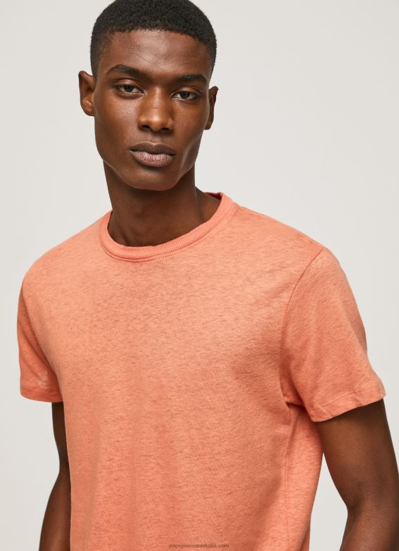 Men Squash Orange Pepe Jeans Plain Cotton T-Shirt 60J40995 - Image 3