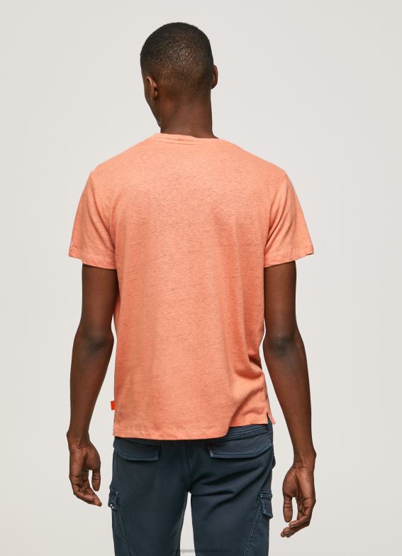 Men Squash Orange Pepe Jeans Plain Cotton T-Shirt 60J40995 - Image 4