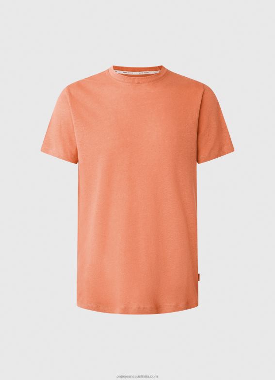 Men Squash Orange Pepe Jeans Plain Cotton T-Shirt 60J40995 - Image 5