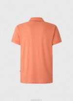 Men Squash Orange Pepe Jeans Polo Shirt Cotton Linen 60J401088 - Image 2