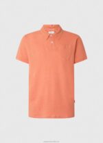 Men Squash Orange Pepe Jeans Polo Shirt Cotton Linen 60J401088