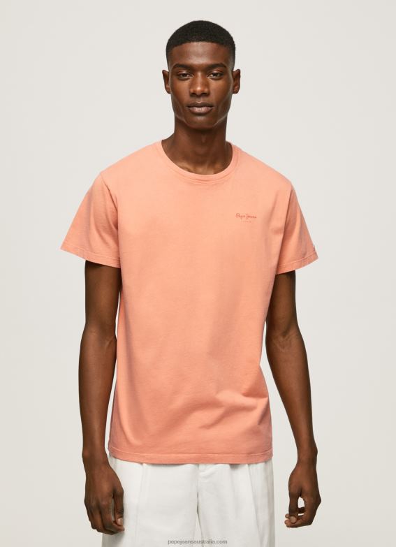 Men Squash Orange Pepe Jeans Printed Logo Cotton T-Shirt 60J40944 - Image 2