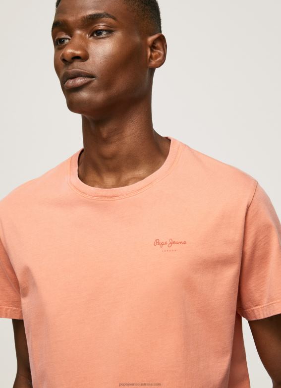 Men Squash Orange Pepe Jeans Printed Logo Cotton T-Shirt 60J40944 - Image 3