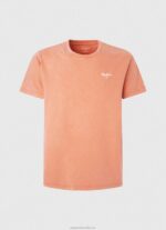 Men Squash Orange Pepe Jeans Printed Logo Cotton T-Shirt 60J40944 - Image 5