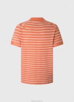 Men Squash Orange Pepe Jeans Striped Print Polo Shirt 60J401091 - Image 2