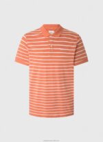 Men Squash Orange Pepe Jeans Striped Print Polo Shirt 60J401091