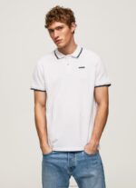 Men Squash Orange Pepe Jeans Striped Print Polo Shirt 60J401091 - Image 3