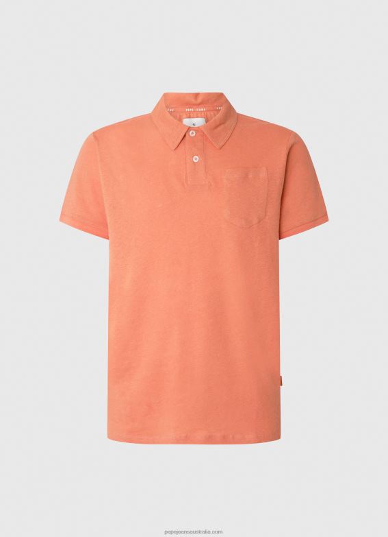 Men Squash Orange Pepe Jeans Striped Print Polo Shirt 60J401091 - Image 4