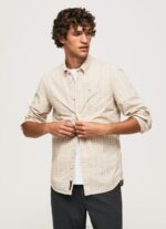 Men Stone Pepe Jeans Regular Fit Poplin Cotton Shirt 60J401042