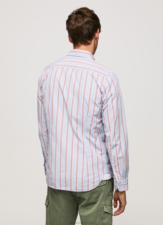 Men Studio Red Pepe Jeans Lister Fil-A-Fil Slim Fit Shirt 60J401065 - Image 4