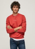 Men Studio Red Pepe Jeans Logo Printed Cotton Sweatshirt 60J40906