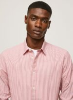 Men Studio Red Pepe Jeans Percy Bengal-Striped Poplin Shirt 60J401074 - Image 3