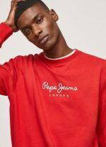 Men Studio Red Pepe Jeans Printed Logo Cotton Jumper 60J40890