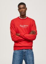 Men Studio Red Pepe Jeans Printed Logo Cotton Jumper 60J40890 - Image 3