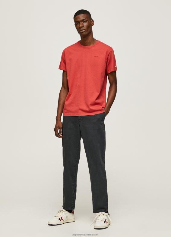 Men Studio Red Pepe Jeans Printed Logo Cotton T-Shirt 60J40946 - Image 2
