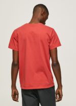 Men Studio Red Pepe Jeans Printed Logo Cotton T-Shirt 60J40946 - Image 4